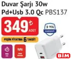 POLOSMART DUVAR ŞARJI 30W PD+USB 3.0 QC PBS137